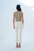 V NECK GOLD BUTTON DETAILS CROP VEST - Barrus London